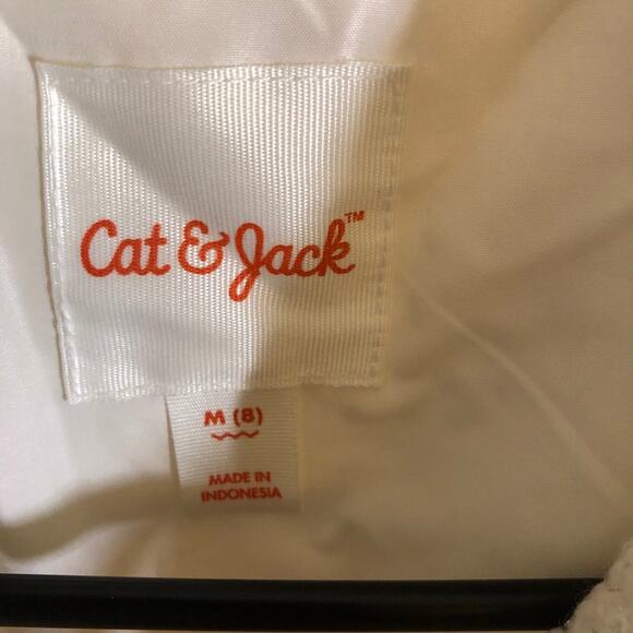 Cat & Jack NWOT Girls' Faux Shearling Cream Sparkle Jacket Size M (8) - Picture 3 of 6